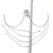 1 件金色新款性感派对蝴蝶紧身胸衣身体链，水钻装饰胸罩链，时尚夜总会风格女士