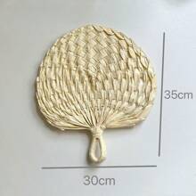 1pc Handmade Peach-Shaped Woven Palm Leaf Hand Fan, Handcrafted Woven Fan For Cooling, Children, Elderly, Mosquito Repelling, Decoration Or Ornament, Summer Summer Cooling,Beach,Travel