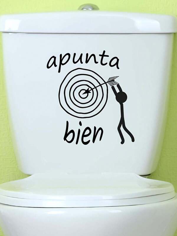 1 pieza Etiqueta de vinilo para asiento de inodoro con texto creativo en español "Apunta en la dirección correcta", pegatina de vinilo resistente al agua y extraíble, autoadhesiva, fácil de instalar, adecuada para pegatinas de pared, accesorios de baño, decoración de asiento de inodoro, decoración del hogar de vinilo, decoración de primavera, da a tu hogar un nuevo aspecto, pegatina de decoración navideña, regalo de cumpleaños o graduación