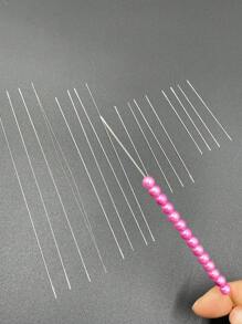 10 Stücke Edelstahl Perlennähnadeln, farbiges Perlengarn, ideal für Anfänger, gebogene Nadel für DIY Schmuckherstellung von Armbändern und Halsketten, Bastelbedarf, dauerhafte Bastelwerkzeuge, Perlen für Schmuckherstellung