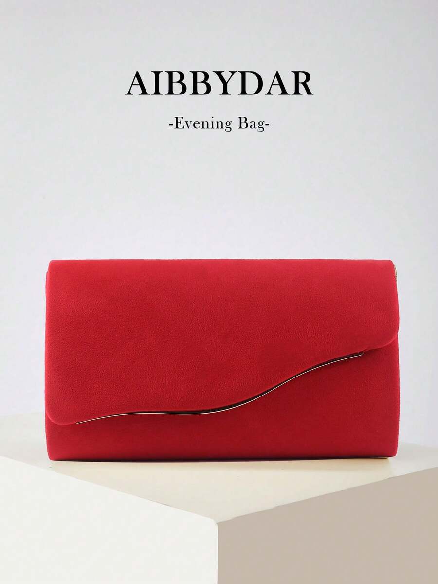 Large Women Clutch Purse Evening Bag Prom Handbag With Detachable Chain For Wedding Velvet Elegant - Red - View 1
