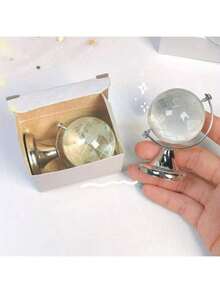 1pc Mini Globe Display, Girl Heart Creative Desktop Display, Transparent Desk Decorations, New Year Gifts, Creative Gifts - Silver - View 7