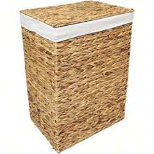 Natural Rattan Laundry Storage Basket Linen Bathroom Basket, Large - L44 X W34 X (H)56cms - White - View 1