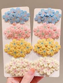 5个装少女刺绣花朵发夹 女孩侧刘海夹 温柔甜美BB夹 日式精致发卡 - 彩色 - 查看 2