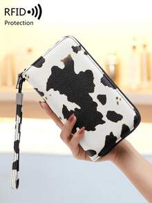 MIYIN Fashion Vintage Large Capacity Credit Card Wallets For Women RFID Blocking Long Wallet For Credit Card/ ID Card/ Coins/ Cash/ Receipts Ladies Multifunction Zipper Organizer Clutch Gifts Birthday Gifts Anniversary Cow Pattern Wallet For Women Wallet Purse Wallet Long Wallet Wristlet Wallet - Beige - View 3