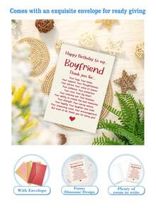 1 件浪漫快乐男友生日卡片礼物，来自女朋友，可爱感谢 BF 生日礼物，祝我男朋友生日快乐 - 多色 - 查看 2