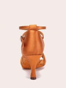 Women's Brown Satin Stiletto Heel Latin Dancing Sandals Salsa/Ballroom Dancing Shoes - Brown - View 2