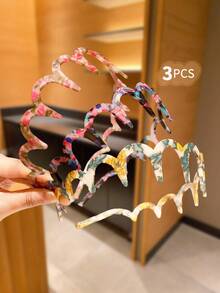 2/3pcs Colorful Simple Wave Hair Hoops, Girls Hair Accessories - Multicolor - View 12
