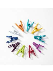 20 pièces Pinces à puce - Pinces en acier revêtu de PVC utilitaires pour sceller les emballages alimentaires, les sacs de chips, les vêtements et le papier - Paquet de 10 (couleur aléatoire) Pinces à linge multifonctions