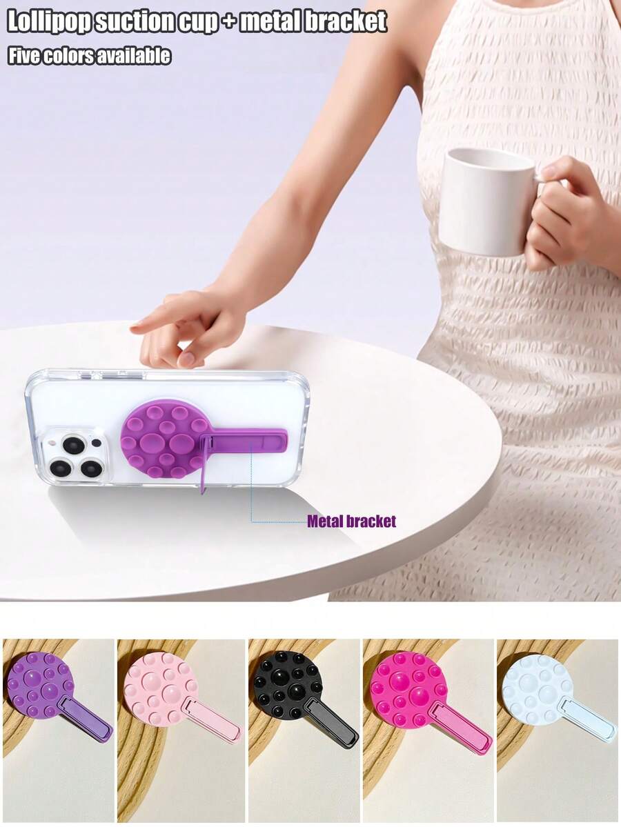 1 cái Giá đỡ điện thoại silicon 2 trong 1 có giác hút, giá đỡ gắn tường có keo dính, chống trượt cho sạc dự phòng - Nhiều màu - Xem 1