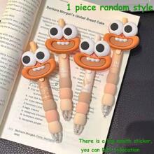 Colorful Cute And Fun Pen With Big Eyes And Big Mouth, Retractable Medium Nib, Black Ink, Plastic And Rubber Grip, Suitable For Both Hands, Suitable For Daily Writing And Office Work, School Supplies, Stationery, Student Prizes, Cute Gifts For Festivals And Parties Back To School