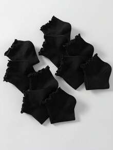 زوج واحد/10 أزواج جوارب دانتيل أسود، جميلة وحلوة، مناسبة للتنسيق مع أحذية جلدية، أحذية رياضية، فساتين مزهرة، مثالية للنساء للاستخدام اليومي والرياضي في الربيع/الصيف. ناعمة، صديقة للبشرة، قابلة للتنفس، ماصة للرطوبة، مضادة للروائح كريهة جوارب دانتيل للكاحل للسيدات - الأسود - مشاهدة 3