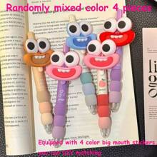 Colorful Cute And Fun Pen With Big Eyes And Big Mouth, Retractable Medium Nib, Black Ink, Plastic And Rubber Grip, Suitable For Both Hands, Suitable For Daily Writing And Office Work, School Supplies, Stationery, Student Prizes, Cute Gifts For Festivals And Parties Back To School