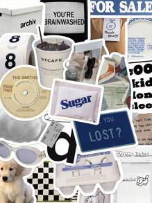 57pcs Vintage Decorative Stickers Laptop Handbook Phone Case Decorative Decals,School Supplies,Back To School