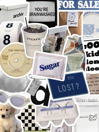 57pcs Vintage Decorative Stickers Laptop Handbook Phone Case Decorative Decals,School Supplies,Back To School