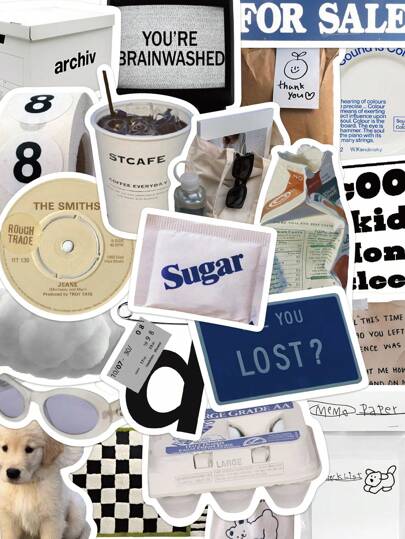 57pcs Vintage Decorative Stickers Laptop Handbook Phone Case Decorative Decals,School Supplies,Back To School