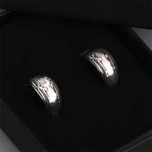 1 Pair Vintage Carved Floral Hoop Earrings, Suitable For Women Daily Accessories, Jewelry Gift