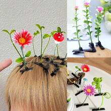 10 szt./20 szt. Słodkie zabawne sztuczne kwiaty i spinki do włosów z trawy, unisex motyl i grzybek sprężynowy zacisk projekt, nakrycia głowy na imprezę i występ na scenie