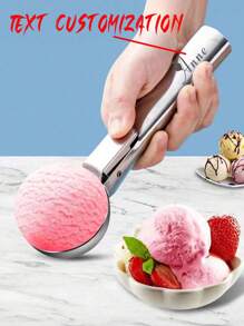 1 Stück personalisierter Edelstahl Eislöffel, geeignet für gefrorenen Joghurt, Multifunktions-Eislöffel, Edelstahl Doppelkopf-Löffel, haftungsfreier Eislöffel mit komfortablem, frostgeschütztem Griff, robuster Metall-Eislöffel mit Auslöser, stabiler Tortenheber, Haushalts-Eislöffel, einfach zu reinigen, geeignet für Eis, Keksteig, Sorbet, Mandeln, ideal für Küche, Dessertladen und westliches Restaurant