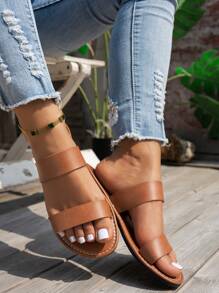 Sandalias planas de verano de unicolor con correa plana simple