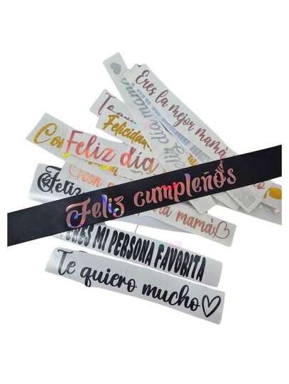 24Vinil Para Liston Frases Surtidas Diferentes Tematicas Feliz Cumpleaños, Dia de las Madres, Dia del Amor, Graduduacion, Para Decoraciones y Arreglos Frases Al Azar