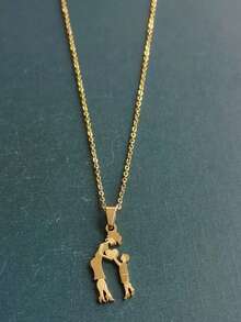 1 New Stainless Steel Beautiful Cartoon Figure Pendant Necklace Ladies Fashion Sweater Chain Mother's Day Gift Everyday Christmas Wear - Gold - View 9