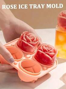 2 Pieces 4 Rose Ice Cube Mold, Multi-Purpose Chocolate, Jelly, Ice Cube Tray, RV Party Kitchen Refrigerator Supplies, Suitable For Bakery, Back To School Supplies, Summer Ice Bin & Tray, Kitchen Accessories