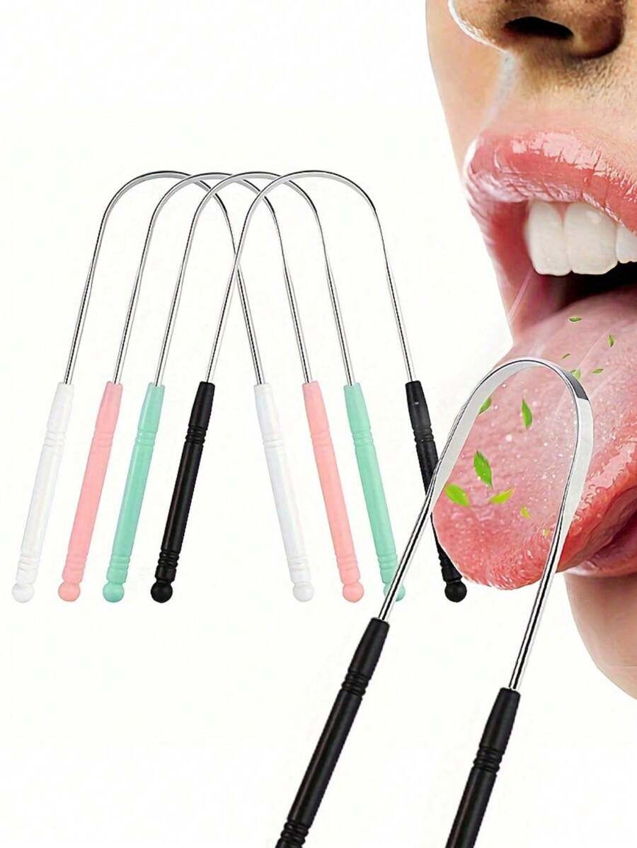 1pc Non-Irritating Stainless Steel Tongue Cleaner, Shaped Tongue Scraper Suitable For Adults & Children, Effective Oral Care Tool Helps Freshen Breath And Clean Tongue