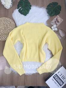 SJD MODA LADY Striped Sweater Knit Modal Off Shoulder Super Autumn Winter Korean Style Best Fabric - Kuning - View 1