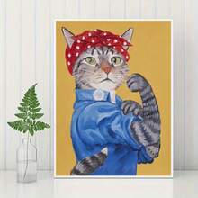 1 件奇幻动物帆布墙画，创意猫咪罗西海报，无框俏皮猫咪装饰，适用于家庭、卧室、厨房、客厅、浴室、酒店、咖啡厅 - 彩色 - 查看 3