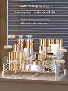 1 Stück Acryl Make-up Organizer mit Wellenmuster - 3-stöckiges Kosmetik Aufbewahrungsfach für Lippenstifte, Schmuck, Hautpflege | Badezimmer Waschtisch & Reise Toilettenartikel Organizer | Klare Aufbewahrungsbox für den Schreibtisch, Schlafzimmer (Stilvolle & platzsparende) ,Schmuckkasten,Tasche,Make-up Pinselhalter,Pinselhalter,Parfümorganisator,Beutel