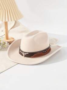 1pc Women's Western Cowboy Hat With Detachable Cow Head Decor, Exquisite Craftsmanship, Suitable For Outdoor Riding, Hiking, Party, Cowboy Accessory - Western Cowboy Hat - View 6