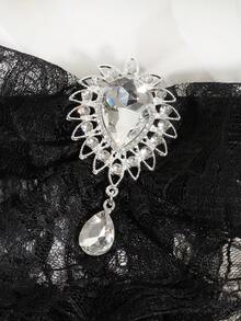 1 件女士时尚复古白色/黑色多层荷叶边蕾丝水钻仿宝石装饰可拆卸领口胸针，适合舞台表演、约会、派对、西装搭配