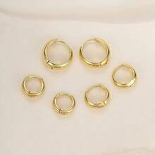 Trio de argolas gota abaloada em Prata 925 e Ouro 18k banhada antialérgica - Dourado - Visão 8