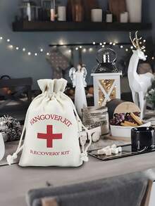 10 Peças/Pacote Kit de Emergência para Ressaca, Sacolas de Aniagem, Sacolas de Lona, Kits de Sobrevivência, Sacolas de Lembranças de Casamento, Sacolas de Presente de Linho da Cruz Vermelha, Adequado para Despedidas de Solteiro, Dia das Mães, Cerimônias de Formatura, Eventos de Recuperação, Decorações, Presentes Criativos, Acessórios para Feriados, Festas de Aniversário, Decorações de Casamento - Caqui - Visão 3
