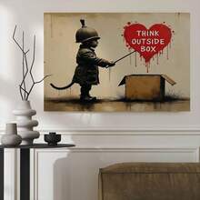 1Pc Think Outside Box Vintage Poster For Unconventional Thinkers Graffiti Street Art Canvas Wall Art For Living Room Wall Decor For Bedroom Bathroom Framed Wall Poster Art Prints - Multicolor - View 3
