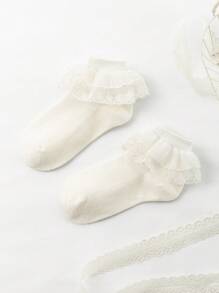 1/5 Pairs Girls Lace Trim Socks, Breathable Mesh Princess Socks, Spring/Summer School/Dance Recital Gift, Suitable For Daily Wear