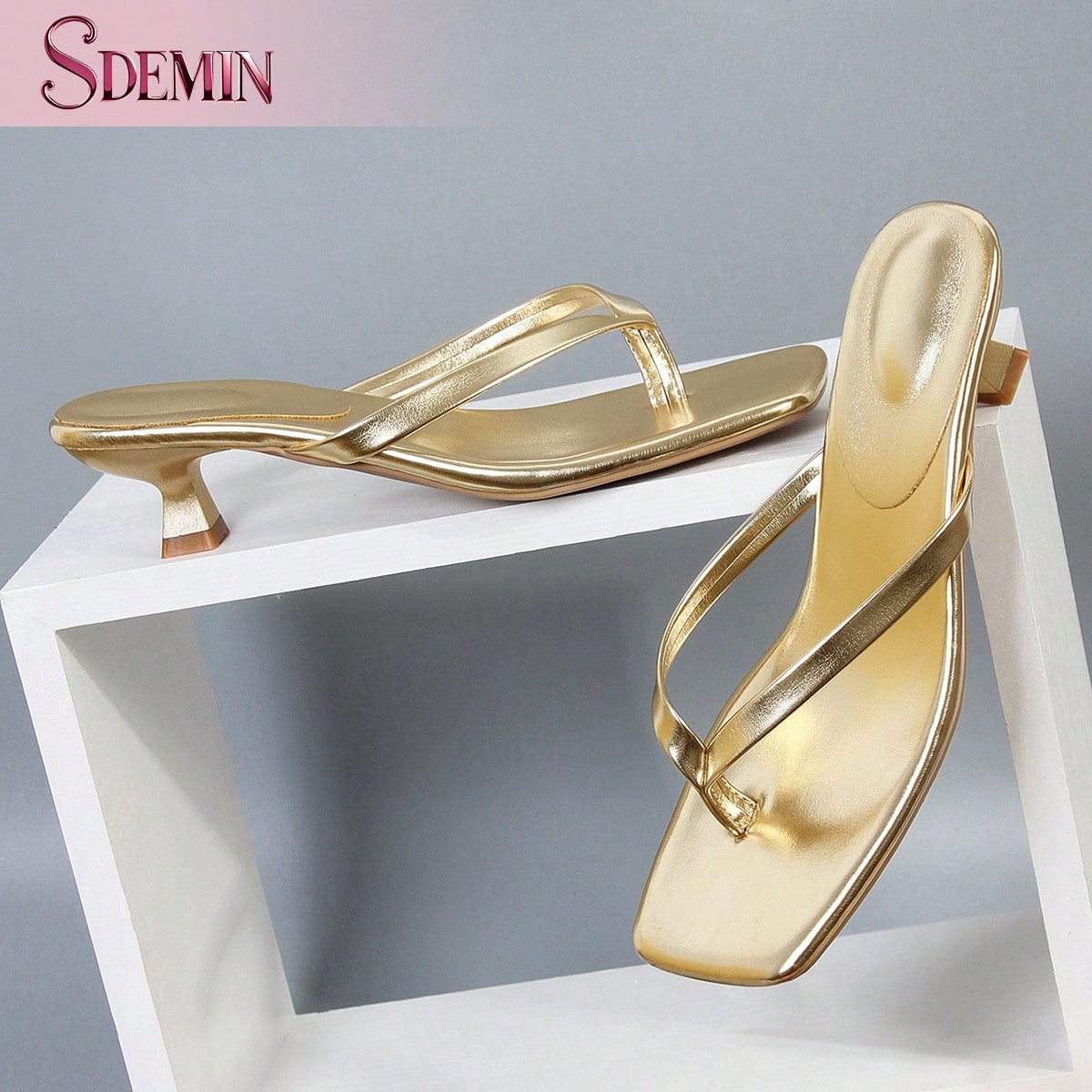 Nuevas sandalias de verano para mujer de unicolor, zapatos elegantes de vacaciones, sandalias casuales de playa con tacón alto, tacones fáciles de p