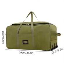 1pc Extra Large Canvas Travel Bag With Wheels, Super Sized Foldable Wheeled Luggage, Giant Airplane Check-In Bag, Oversized Folding Wheeled Moving Tote, Quality Canvas Material, Dual Zipper, Side Handle, Separate ID Pocket - Suitable For Work Trips, Study Abroad, Moving House, Travel, Outdoor Adventure, Camping, Storing Winter Clothes & Bedding