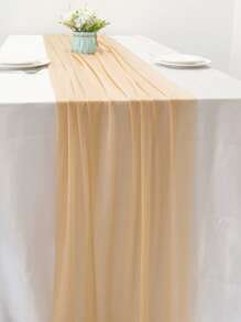 1pc Multicolor Chiffon Table Cloth, Wedding Table Decor, Transparent Extra Long Chiffon Table Cloth With Silver Glitter, Boho Style Table Cloth, Soft Gauze Tablecloth Suitable For Wedding Party, Baby Shower, Bridal Shower, Valentine's Day, Easter, Thanksgiving, Christmas, New Year, Tea Party, Anniversary, Holiday And Other Special Occasions