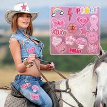 16pcs Pink Iron On Patches, Embroidered Sew Applique Repair Patch For Backpacks, Clothes, Dress, Hat, Jeans, Pant, Shoe, Bags, DIY Accessories - 彩色 - 查看 6