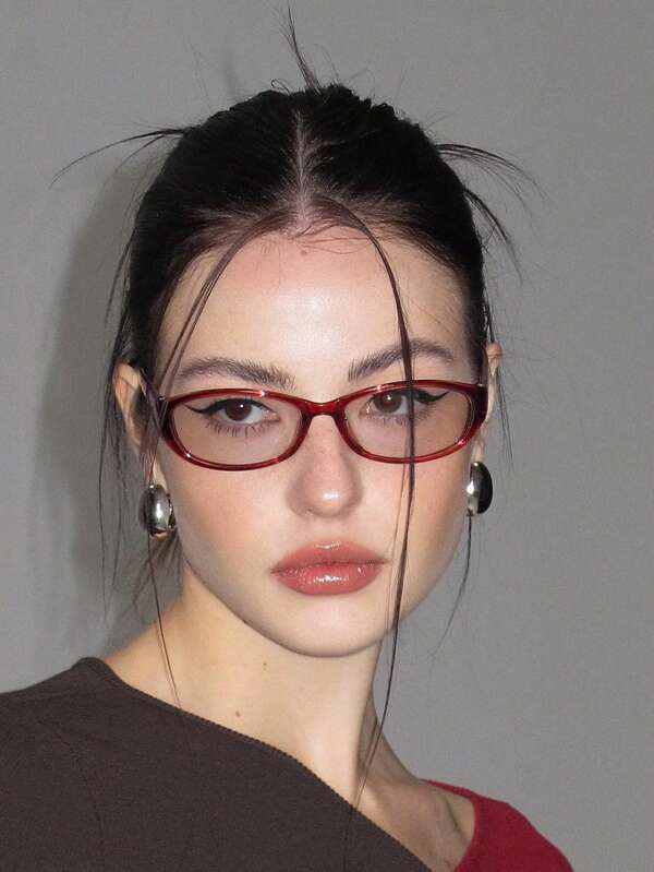 1pc Solid Color Retro Oval Millennium Style Sexy PC (Polycarbonate) Fashion Glasses, Suitable For Daily Use In Spring And Summer