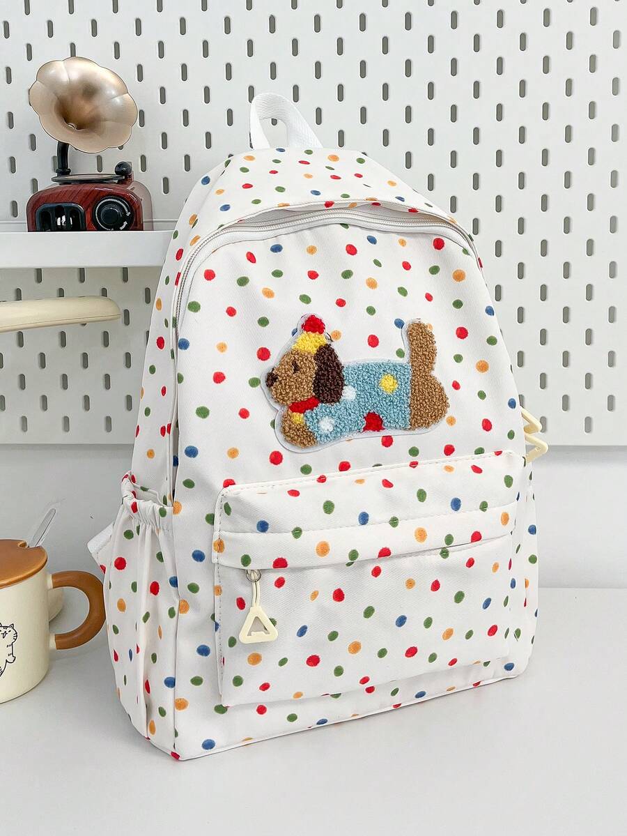 Adorable Polka Dot Backpack For Women, Fashion College Style