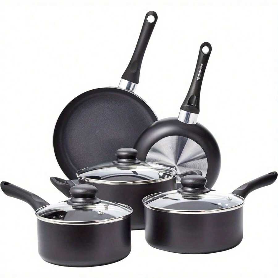 8-Piece Non-Stick Cookware Set, Black - 8-Piece - View 1