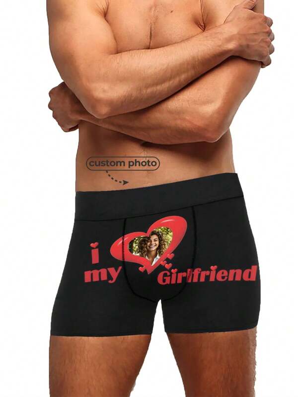 Customize Men's Underwear,Personalized Boxers Briefs With Picture, I Love My Girlfriend Custom Underwear, Briefs With Photo, Gift For Boyfriend, Valentine's Day