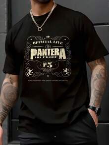Pantera Band Official Live - Themed T - Shirt , Men's 220gsm New Summer Casual Crew Neck Pure Cotton Short-Sleeved T-Shirt(1 PC) - Black - View 1