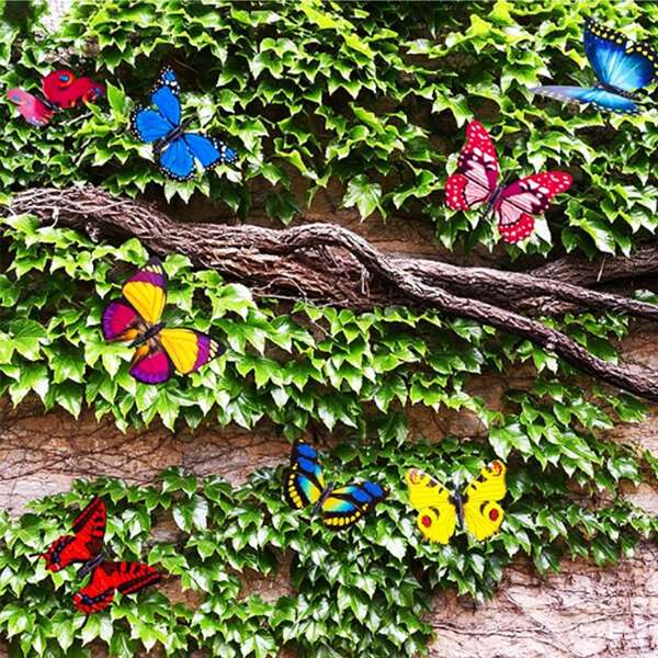 50pcs Butterfly Garden Decor, 9.84 Inch Butterfly Stakes Decor, Waterproof Artificial Butterfly Bouquet For Outdoor Indoor Yard Art Garden Planter Pot Home Decor, Random Color/Style/Packaging