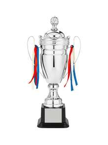 1pc Customized Metal Soccer, Basketball, Badminton Trophy Cup, Gold, Silver, Bronze Trophy Cup Made Of Alloy Iron And ABS Material, For Sports Competition Awards