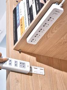 Non-Hole Socket Holder, Extension Cord Storage Box, Suitable For Kitchen, Home, Office, Wall Mounted, Self-Adhesive Desktop Socket Holder, Practical Hook