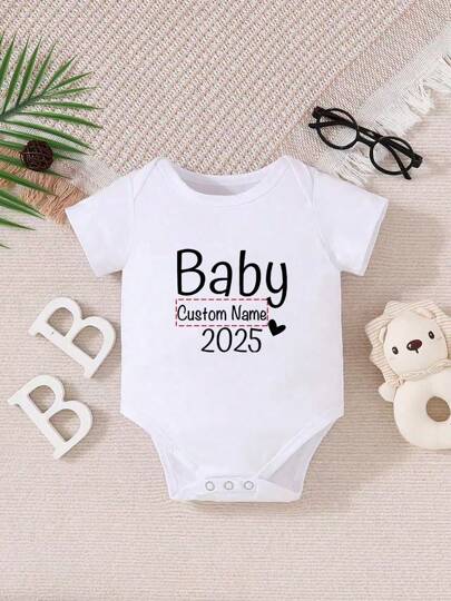 [Sur mesure] Body personnalisé avec nom imprimé pour bébés garçons et filles, personnalisable avec des noms, col rond, manches courtes, combinaison décontractée pour bébés